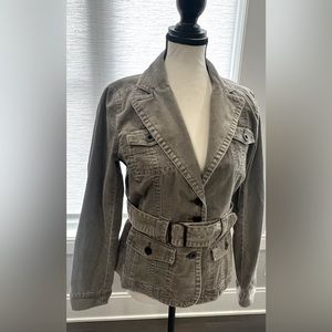 Corduroy belted jacket.